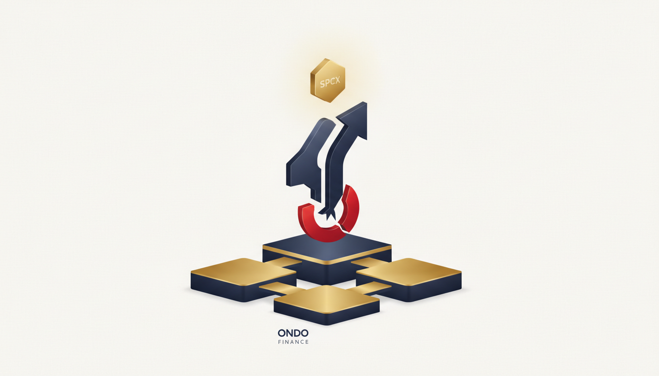 Hero: Digital illustration of major crypto exchanges halting SpaceX tokenized stock campaigns on June 12 while Ondo Finance launches SPCXon on-chain with trading activity