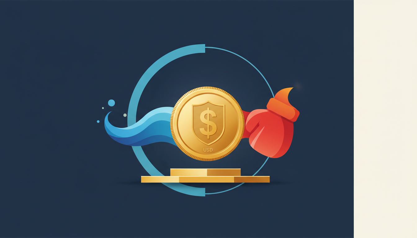 Hero: Digital illustration of a UFC octagon ring with blockchain elements and stablecoin icons floating above the arena, connected to African payment maps