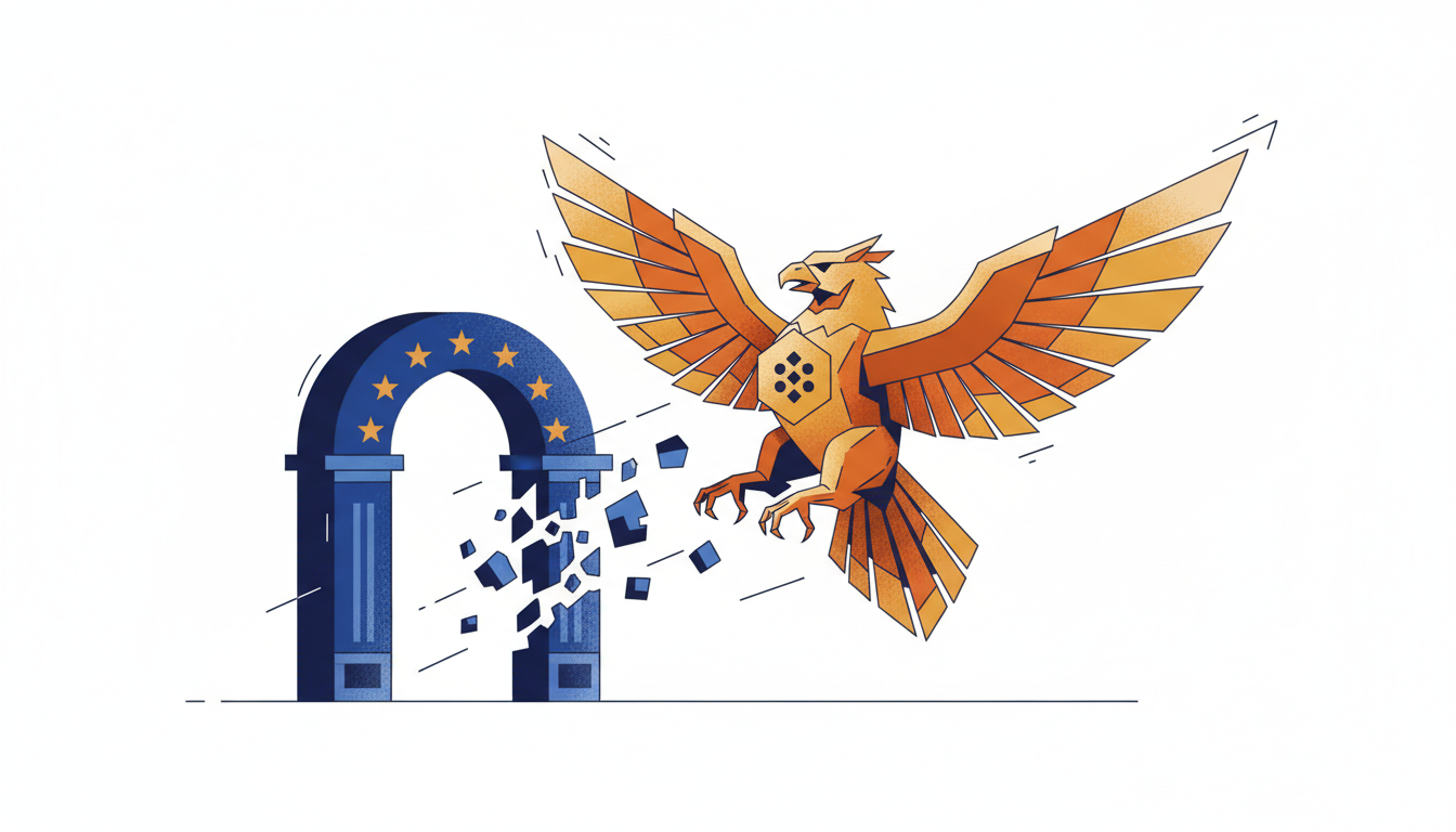 Hero illustration for article: Binance Prepares EU Exit as MiCA Deadline Looms