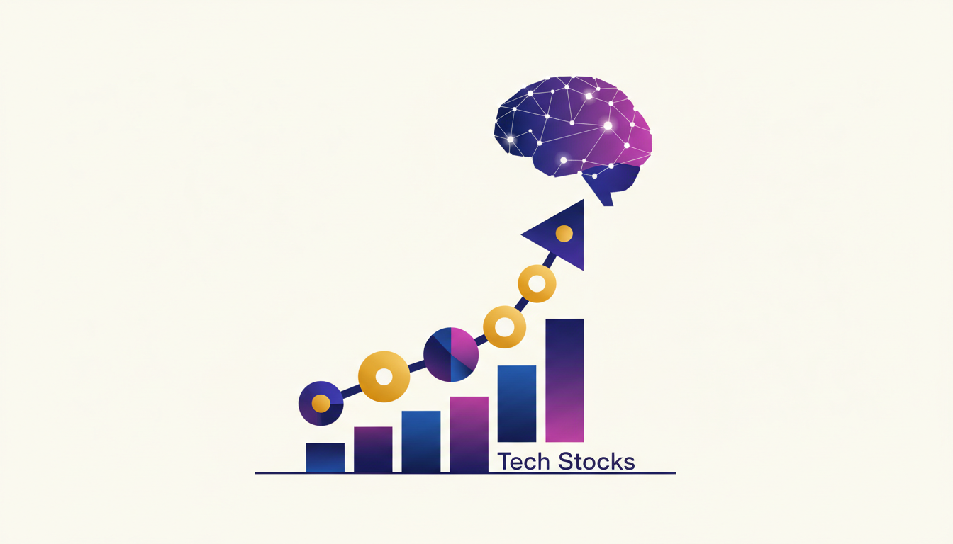 Hero: A professional financial analyst reviewing AI data center supply chain charts in a modern office setting with tech stock tickers in background