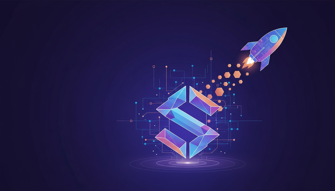 Hero: A futuristic digital illustration of Solana blockchain nodes glowing with tokenized assets flowing into a central hub representing SpaceX shares and DEX trading interfaces
