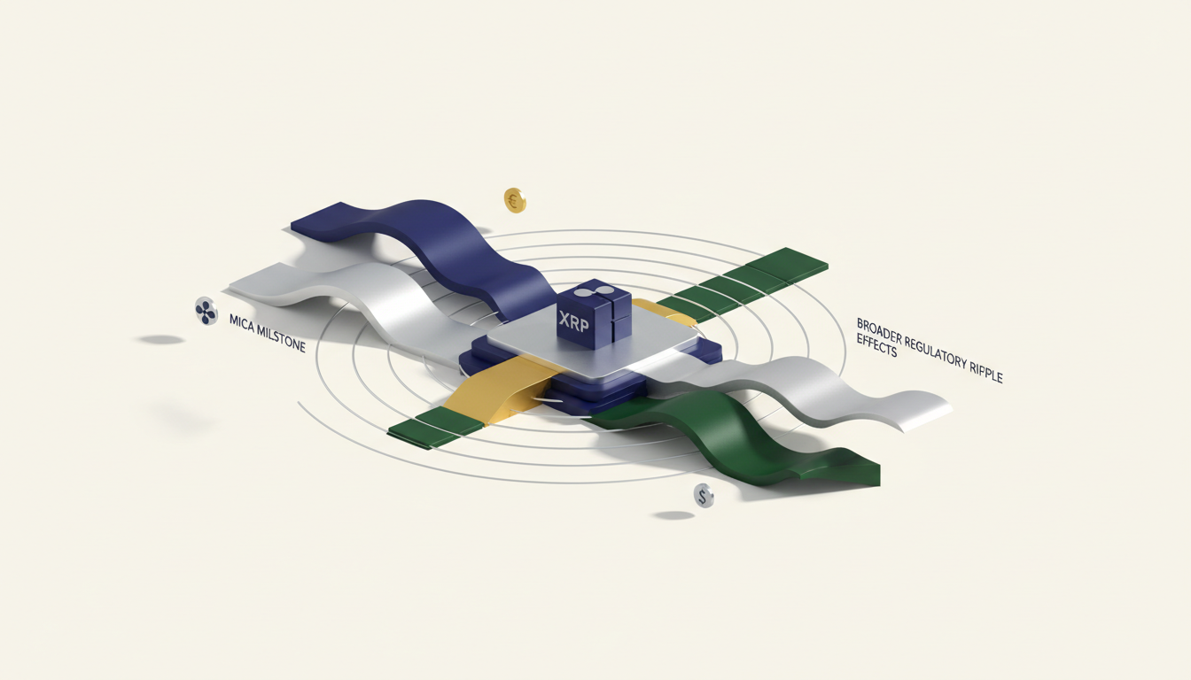 Hero: Ripple's logo with European flag and Japanese yen symbols intertwined with blockchain elements