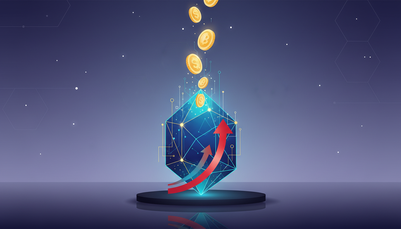 Hero: A bustling Hong Kong stock exchange floor merged with digital crypto token icons floating above trading terminals under a June skyline