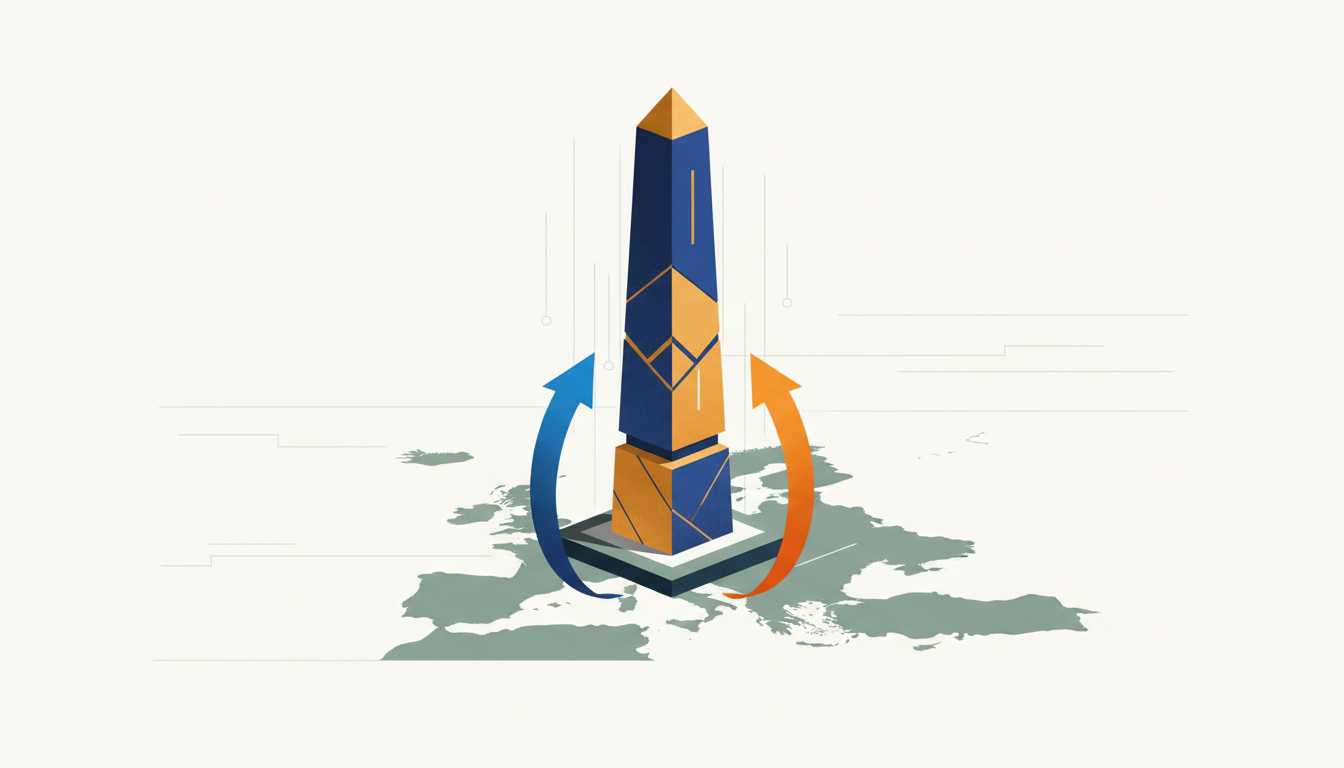 Hero: A digital illustration of European crypto exchanges competing on a map of the EU, with Binance users shifting toward Coinbase and OKX platforms under regulatory pressure