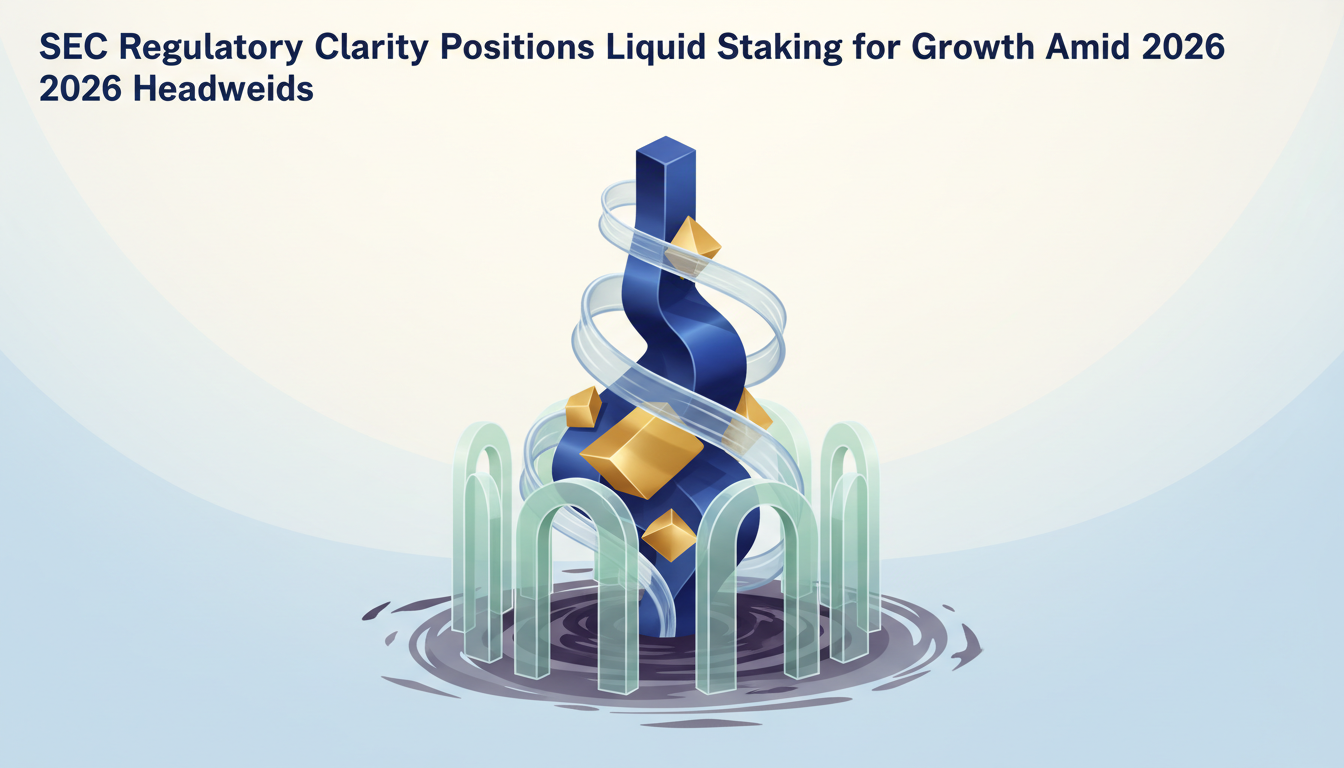 Hero: Digital illustration of institutional investors interacting with blockchain nodes and liquid staking pools, overlaid with regulatory documents and market charts showing TVL growth in July 2026
