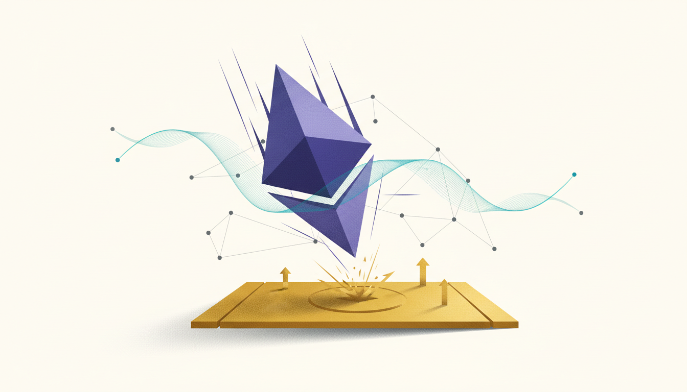 Hero: A digital illustration of old Ethereum wallets unlocking and sending ETH coins toward a glowing price chart zone marked at $1500, with subtle leadership transition icons and network upgrade symbols in the background