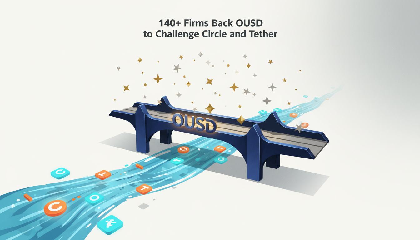 Hero illustration for article: 140+ Firms Back OUSD to Challenge Circle and Tether
