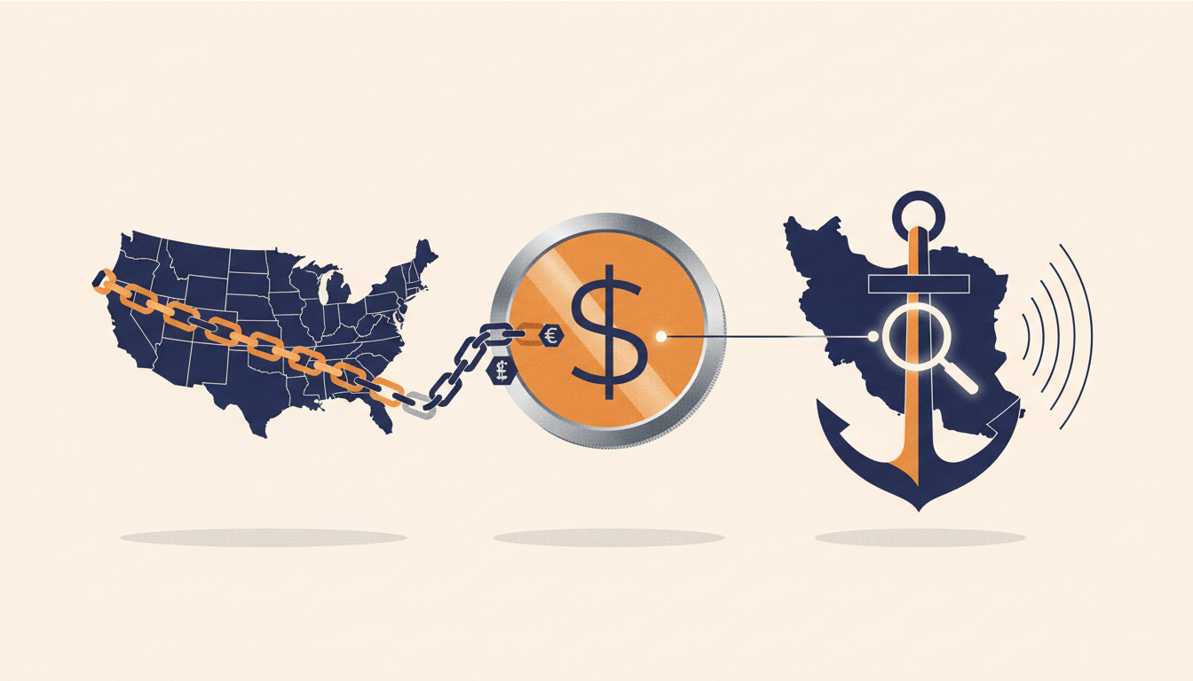 Hero: A tense digital illustration showing glowing USDT stablecoin icons being locked by regulatory chains, with maps highlighting Iran, Thailand, and US financial oversight networks in 2026