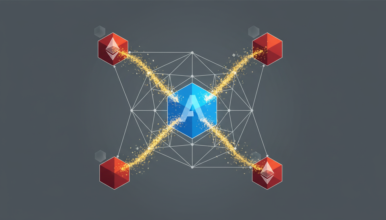 Hero: digital visualization of blockchain networks with hot wallets being drained across TRON, Ethereum, Polygon, and Arbitrum, funds moving to a central Ethereum address