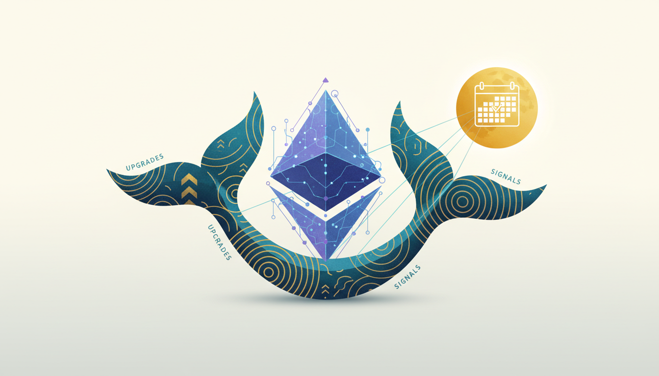 Hero illustration for article: Ethereum Upgrades and Whale Signals Point to August 2026 Momentum