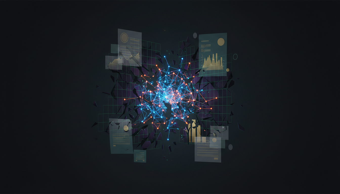 Hero: A digital visualization of AI neural networks breaching secure crypto ledgers, with regulatory documents and Senate vote tallies overlaid on a dark blockchain grid background