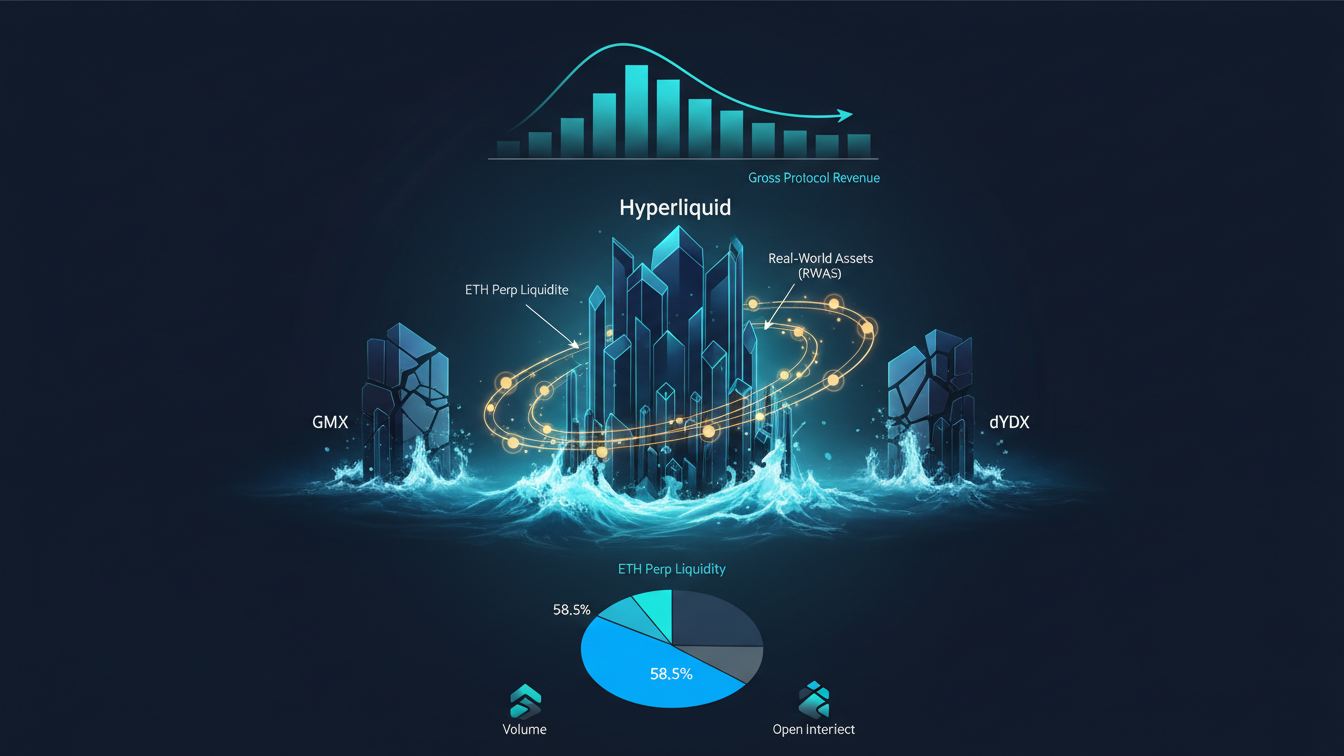 Editorial illustration for Hyperliquid Leads ETH Perp Liquidity vs GMX dYdX in August 2026