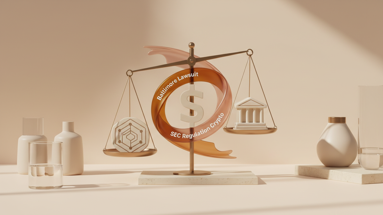 Editorial illustration for Baltimore Lawsuit Hits Polymarket as SEC Weighs Tailored Crypto Rules