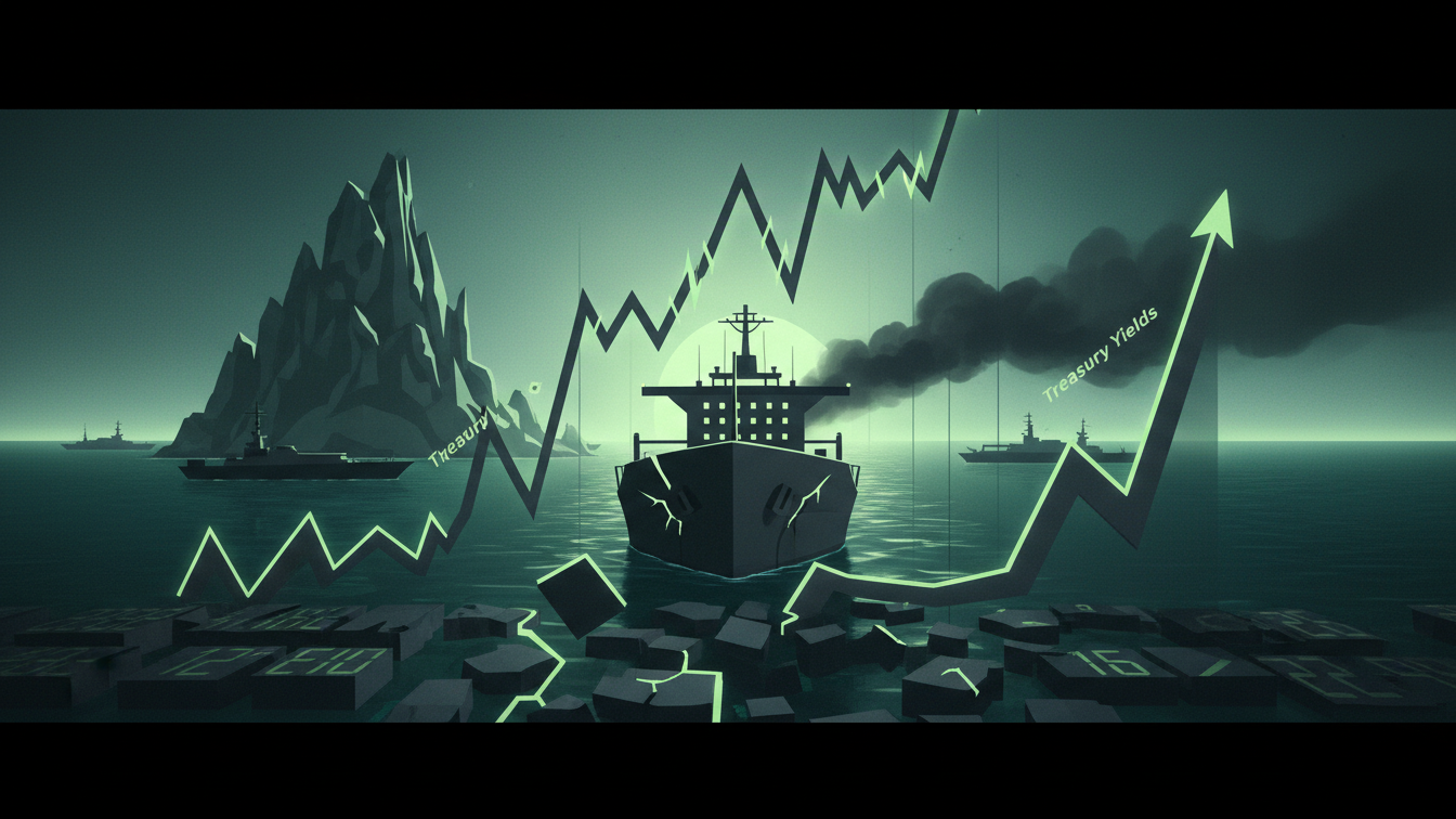 Editorial illustration for Treasury Selloff Intensifies as Oil Geopolitics Test Stock Rally