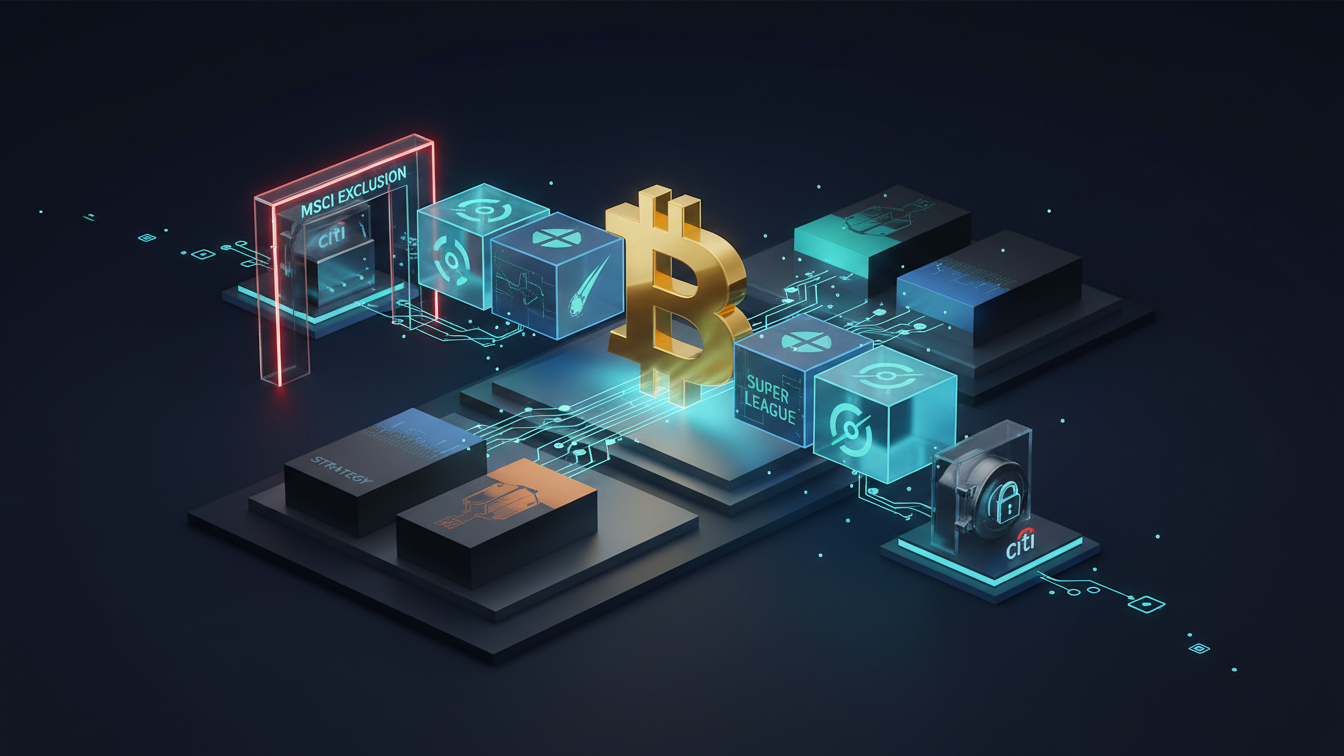 Editorial illustration for Bitcoin Treasury Firms Strategy and Metaplanet Face MSCI Exclusion