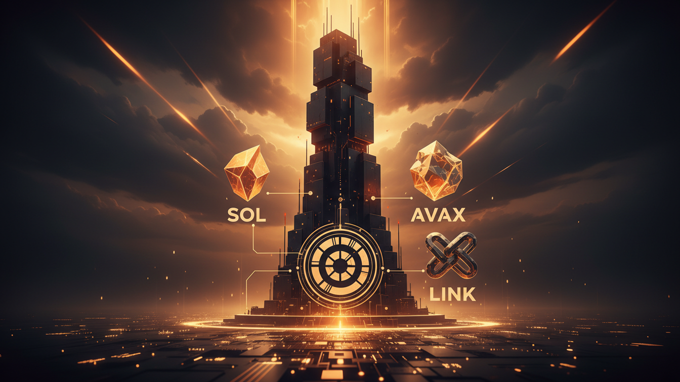Editorial illustration for Charles Schwab Expands Crypto Trading to SOL, AVAX, LINK