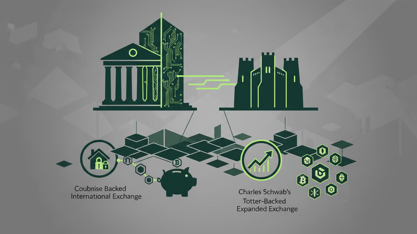 Editorial illustration for Coinbase and Schwab Drive Institutional Crypto Moves in August 2026