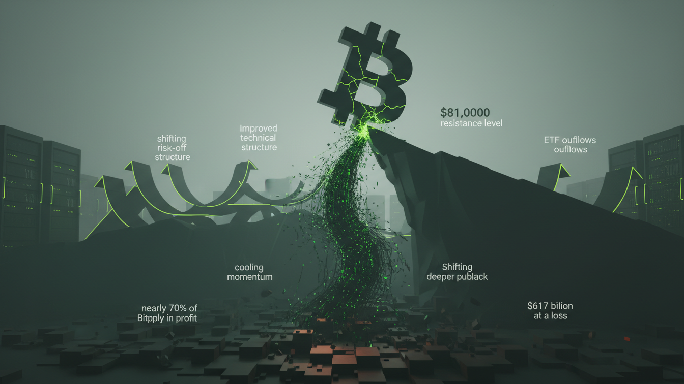 Editorial illustration for Bitcoin Stalls at $81K Resistance Amid Cooling Momentum
