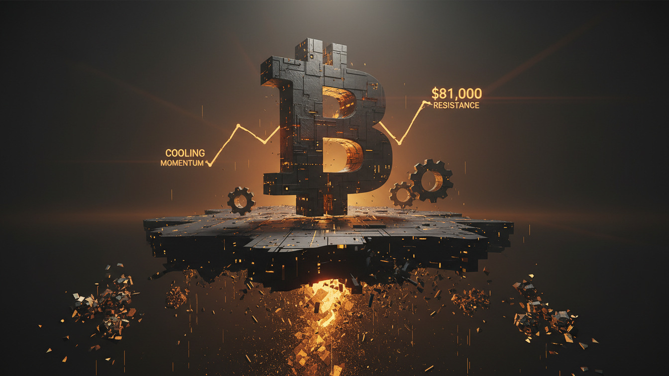 Editorial illustration for Bitcoin Stalls at $81K Resistance Amid Cooling Momentum