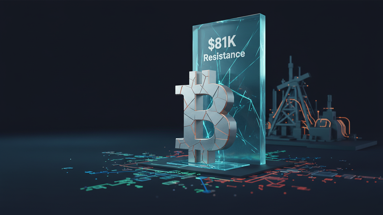 Editorial illustration for Bitcoin Stalls at $81K Resistance Amid Cooling Momentum