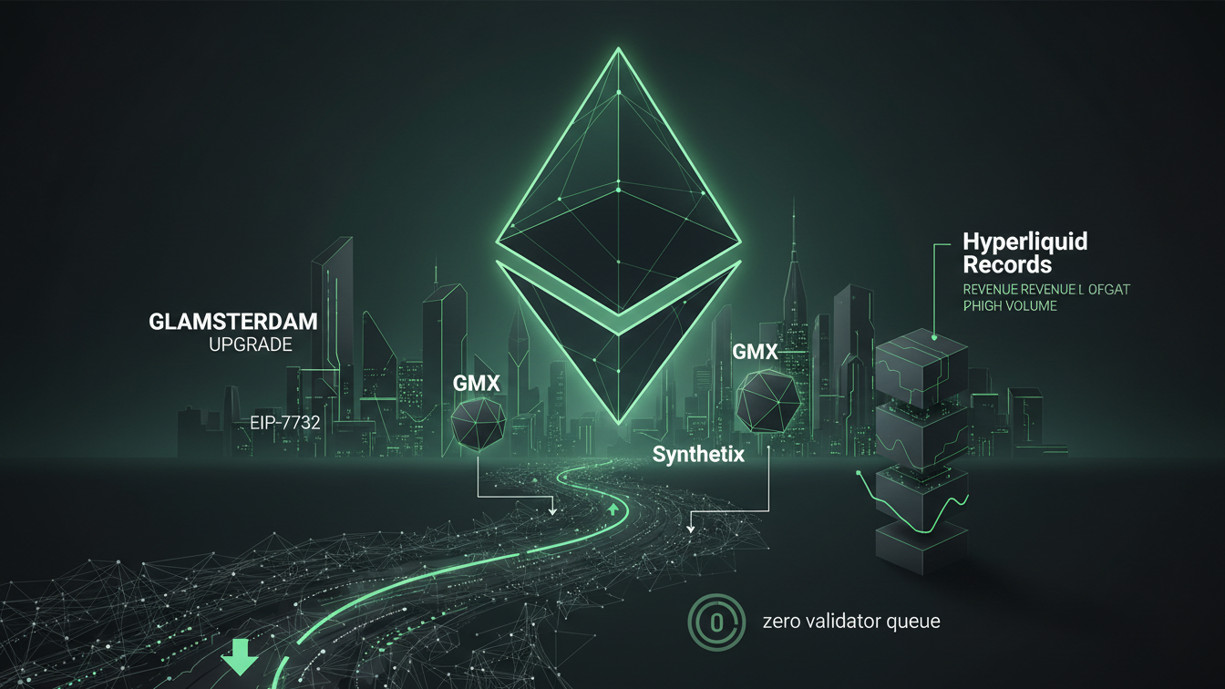 Editorial illustration for Ethereum DeFi Perps Lead Challenged by Hyperliquid Records Amid 2026 Upgrades