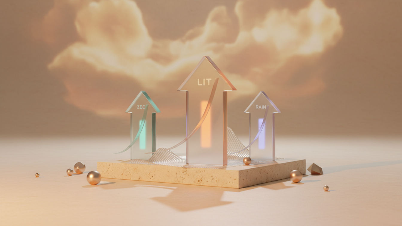 Editorial illustration for Altcoin Season Sparks as LIT ZEC RAIN Hit Multi-Month Highs