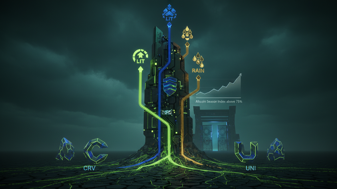 Editorial illustration for Altcoin Season Sparks as LIT ZEC RAIN Hit Multi-Month Highs