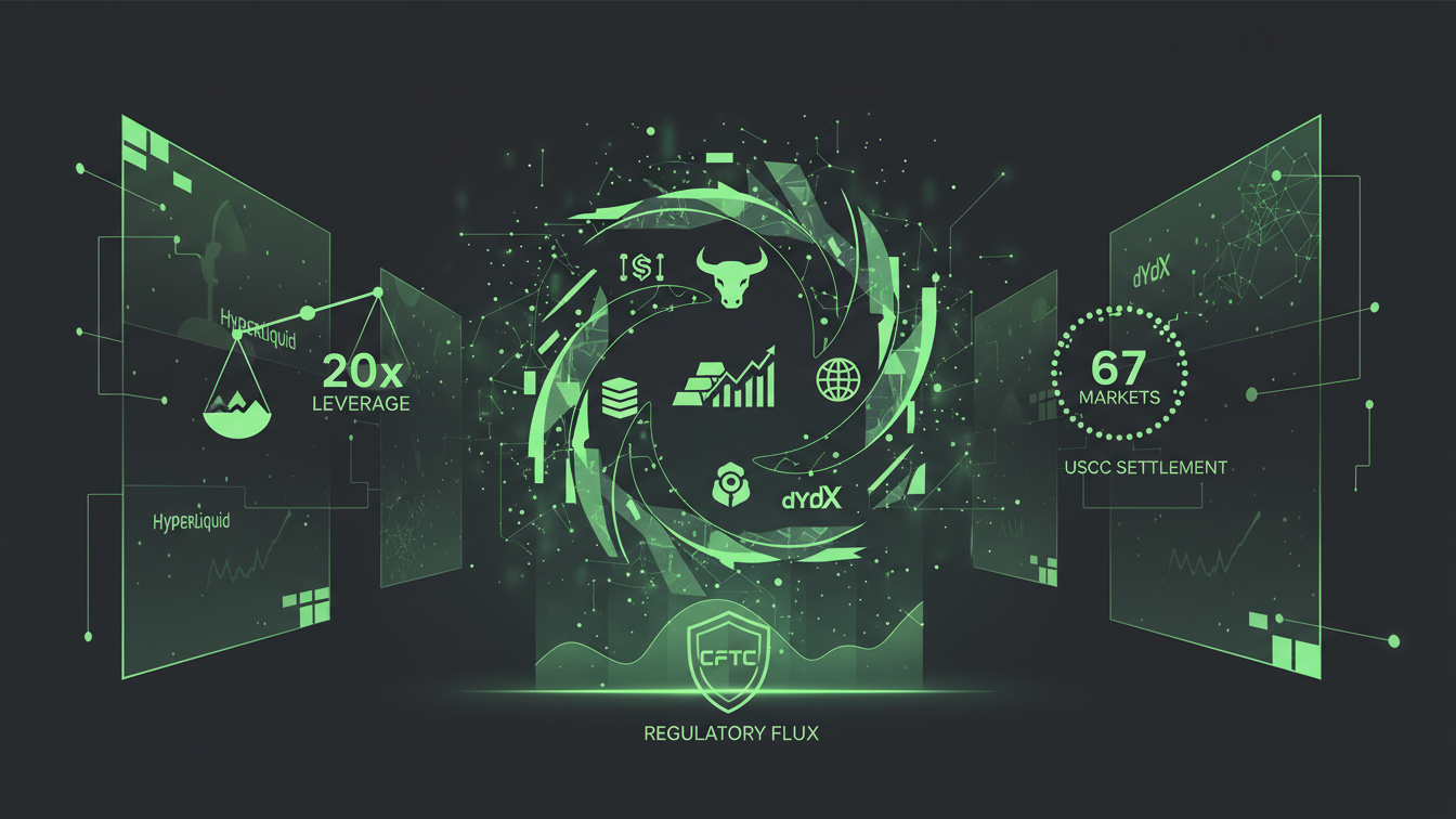 Editorial illustration for Polymarket Launches Perps: 20x Leverage on 67 Markets