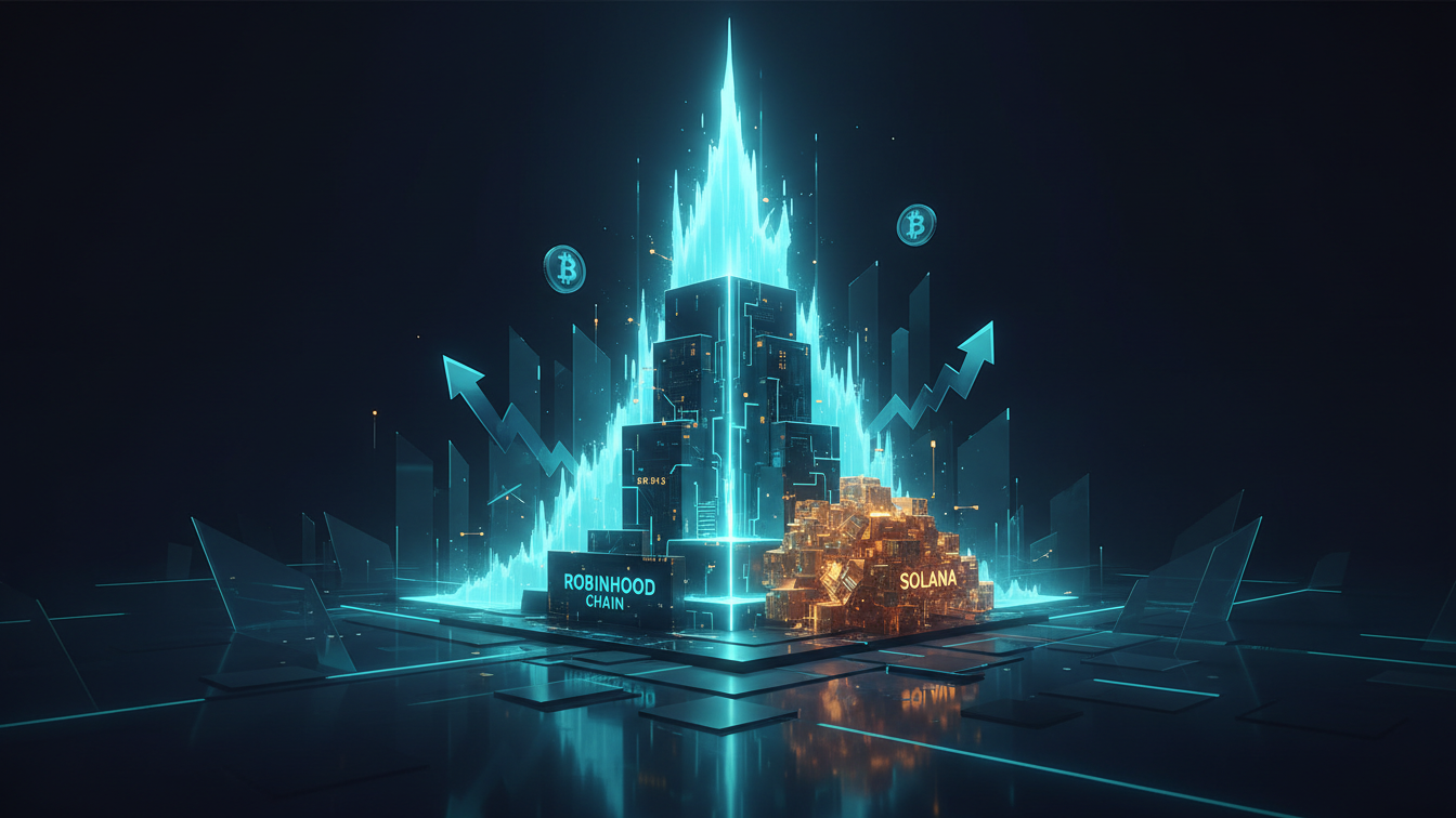 Editorial illustration for Robinhood Chain Flips Solana in DEX Volume: Breakout Signal for ETH/SOL?