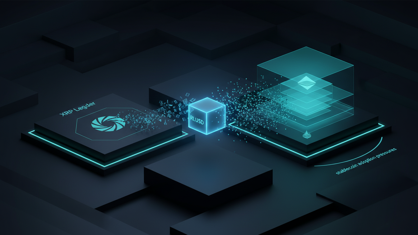 Editorial illustration for RLUSD Ethereum Shift Highlights Stablecoin Adoption Pressures