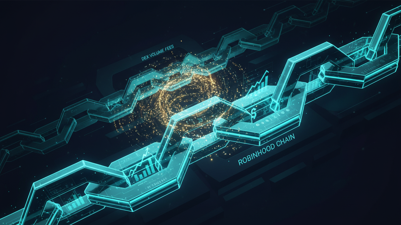 Editorial illustration for Robinhood Chain Flips Solana in DEX Volume as Fees Surge