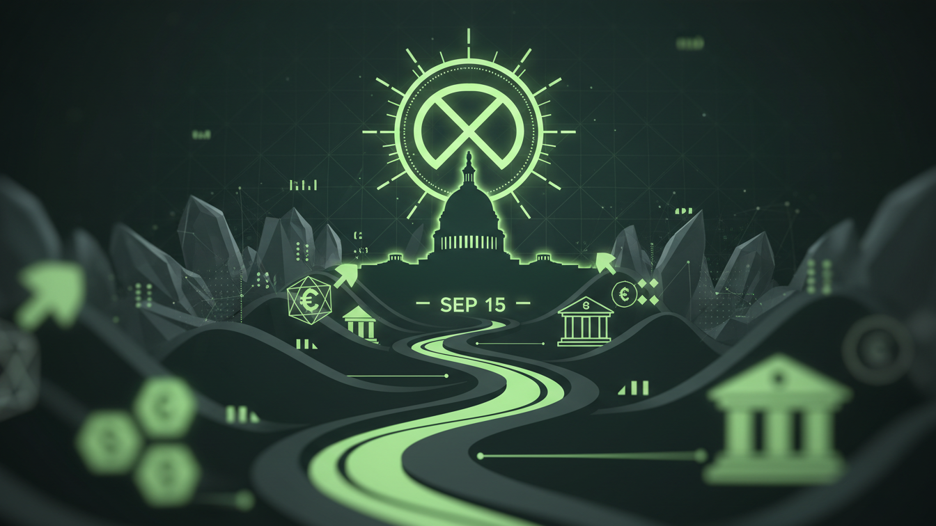 Editorial illustration for Senate Republicans Advance Revised CLARITY Act Ahead of Key September Vote