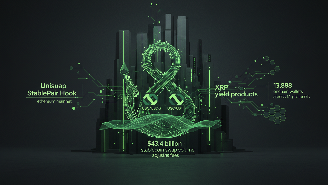 Uniswap StablePair Hook Tops Ethereum Volume While XRP Yield Options Expand