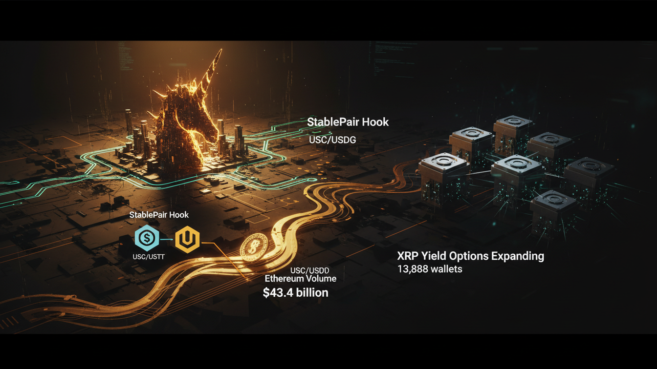 Uniswap StablePair Hook Tops Ethereum Volume While XRP Yield Options Expand