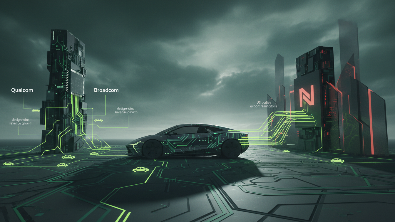 Editorial illustration for Nvidia AI Auto Chips Face US Policy Headwinds