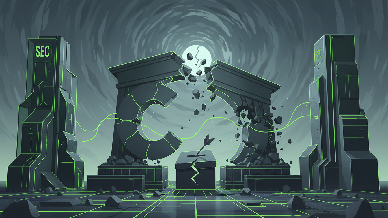 Editorial illustration for Senate Blocks Clarity Act in 50-49 Vote, Dealing Blow to Crypto Regulation