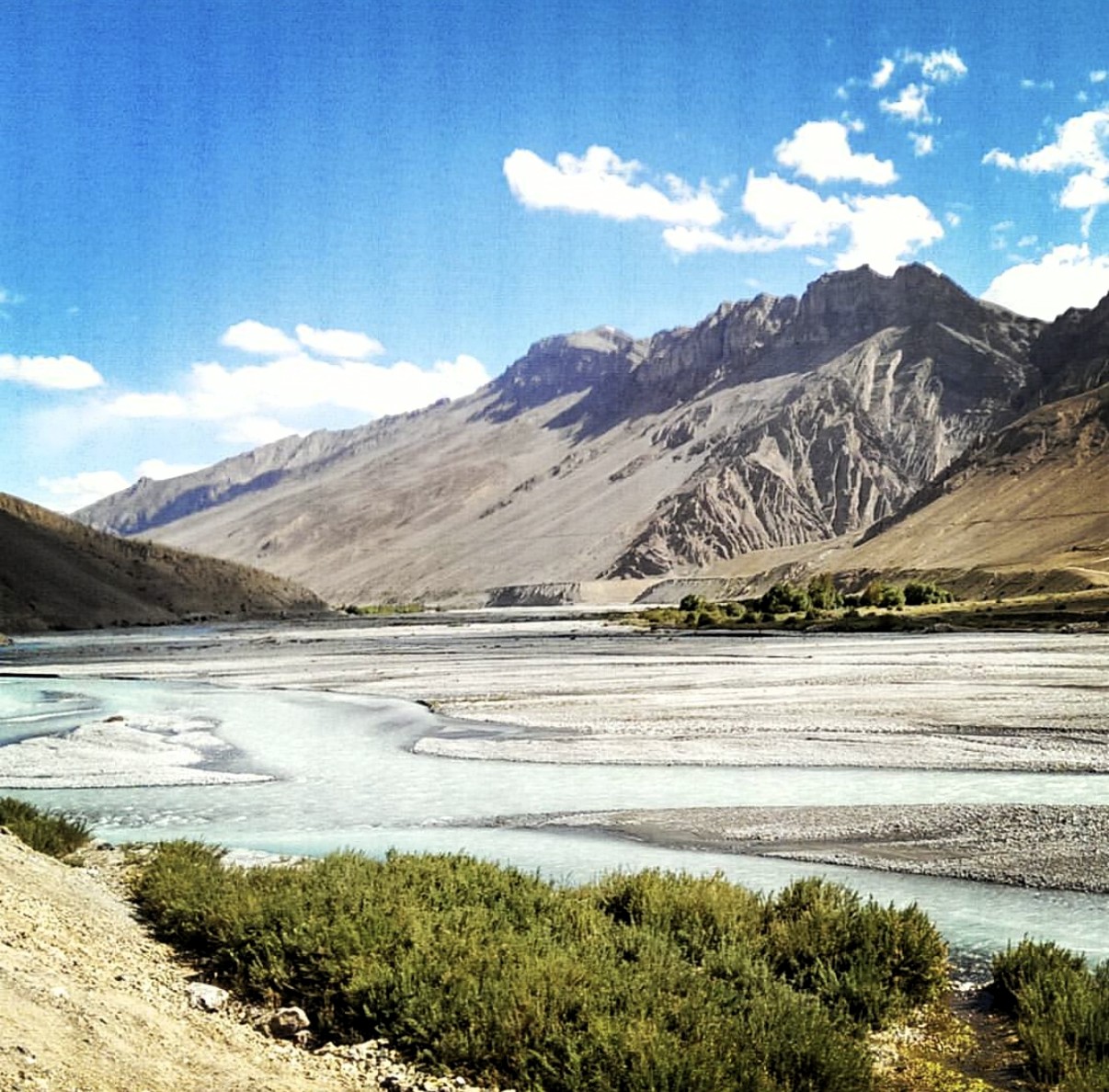 The Spiti River flowing through the valley