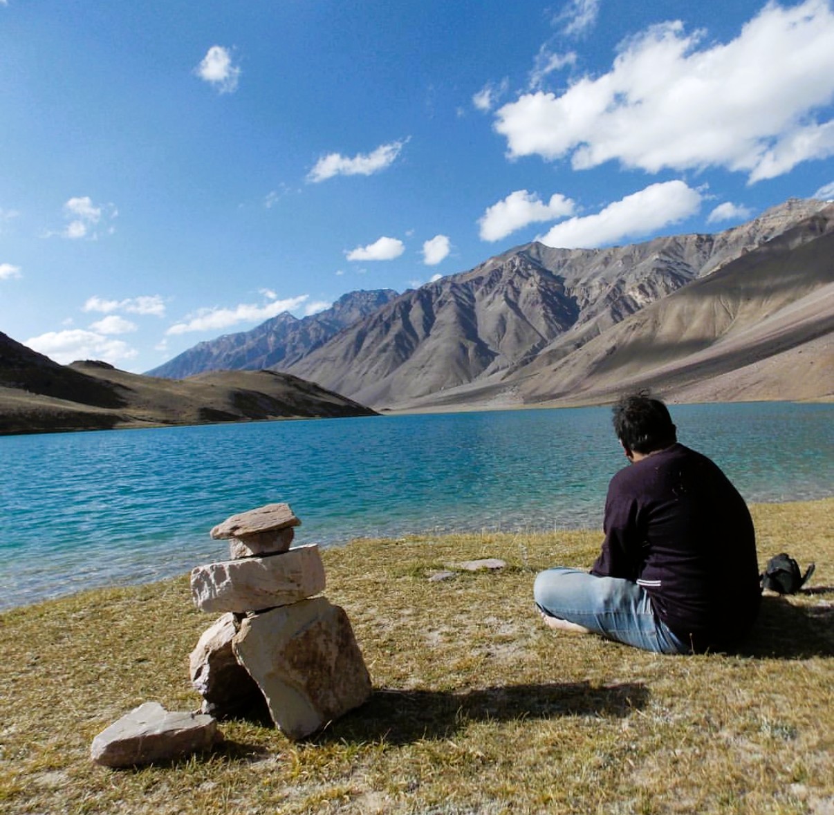 Sitting by Chandratal Lake
