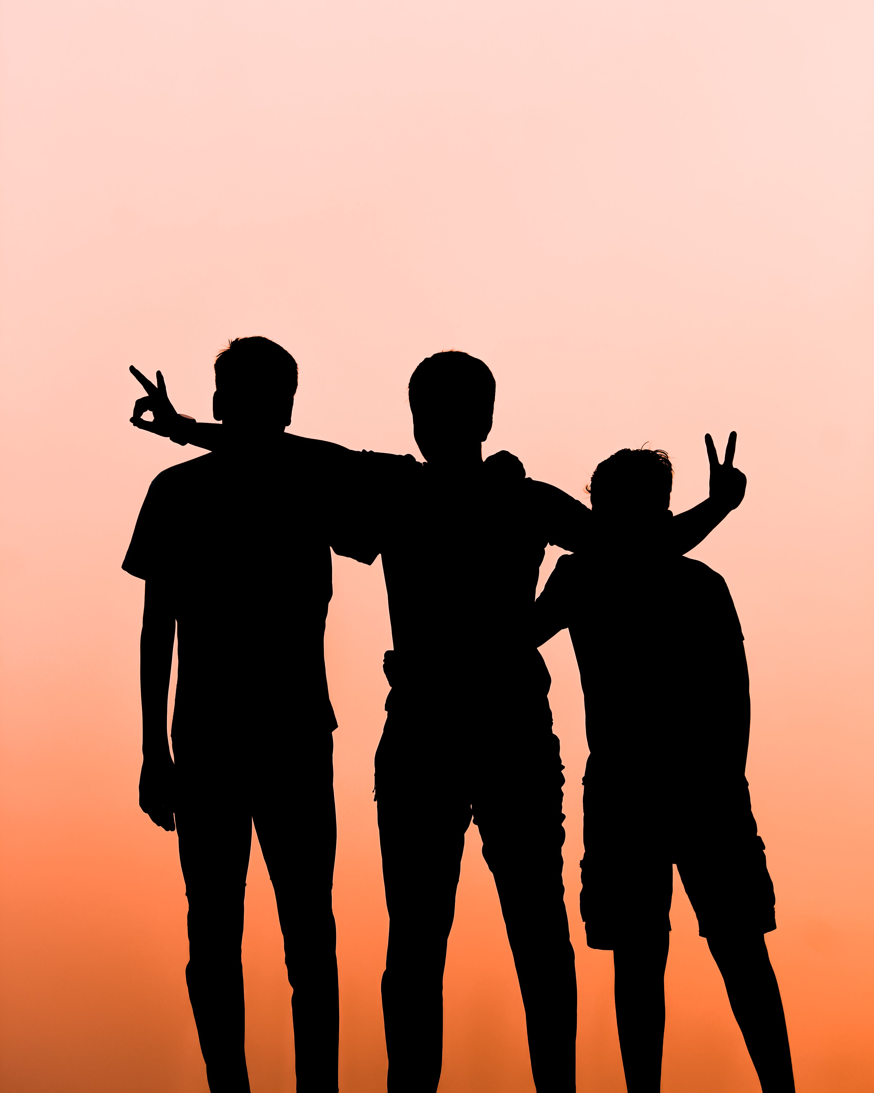 Three friends silhouette