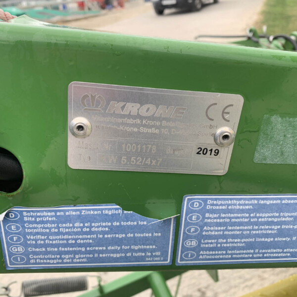 USED Krone KW5.52/4X7 4 Rotor Tedder For Sale - Image 9