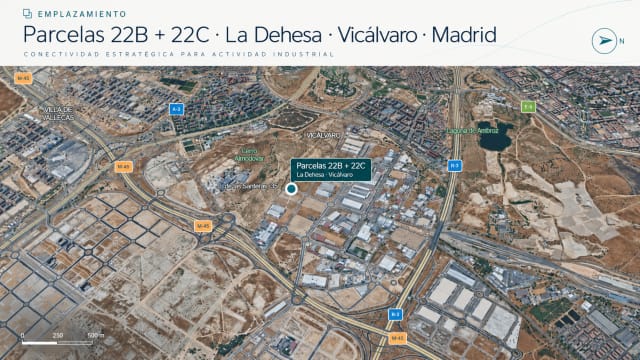 Dos parcelas industriales contiguas en venta en La Dehesa, Vicálvaro (Madrid) · 10.079 m²