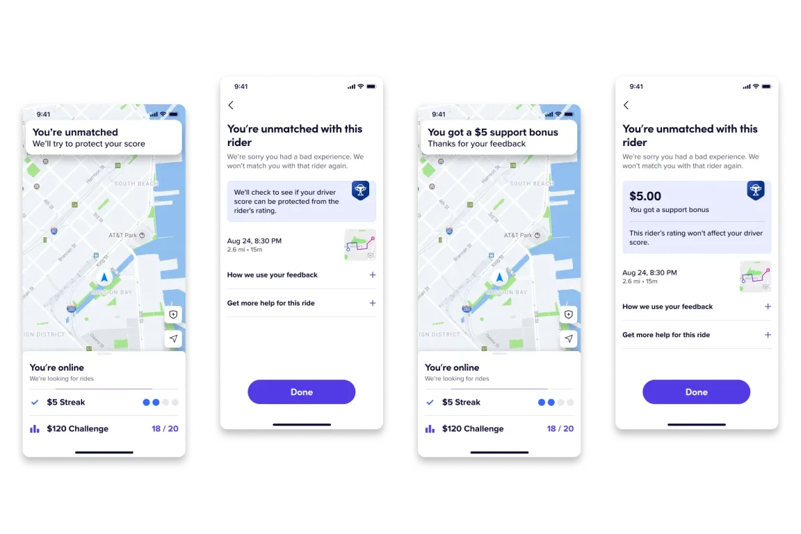 Lyft app showing off premium support for top drivers