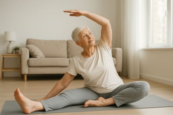 Gym douce senior : exercices simples à faire chez soi