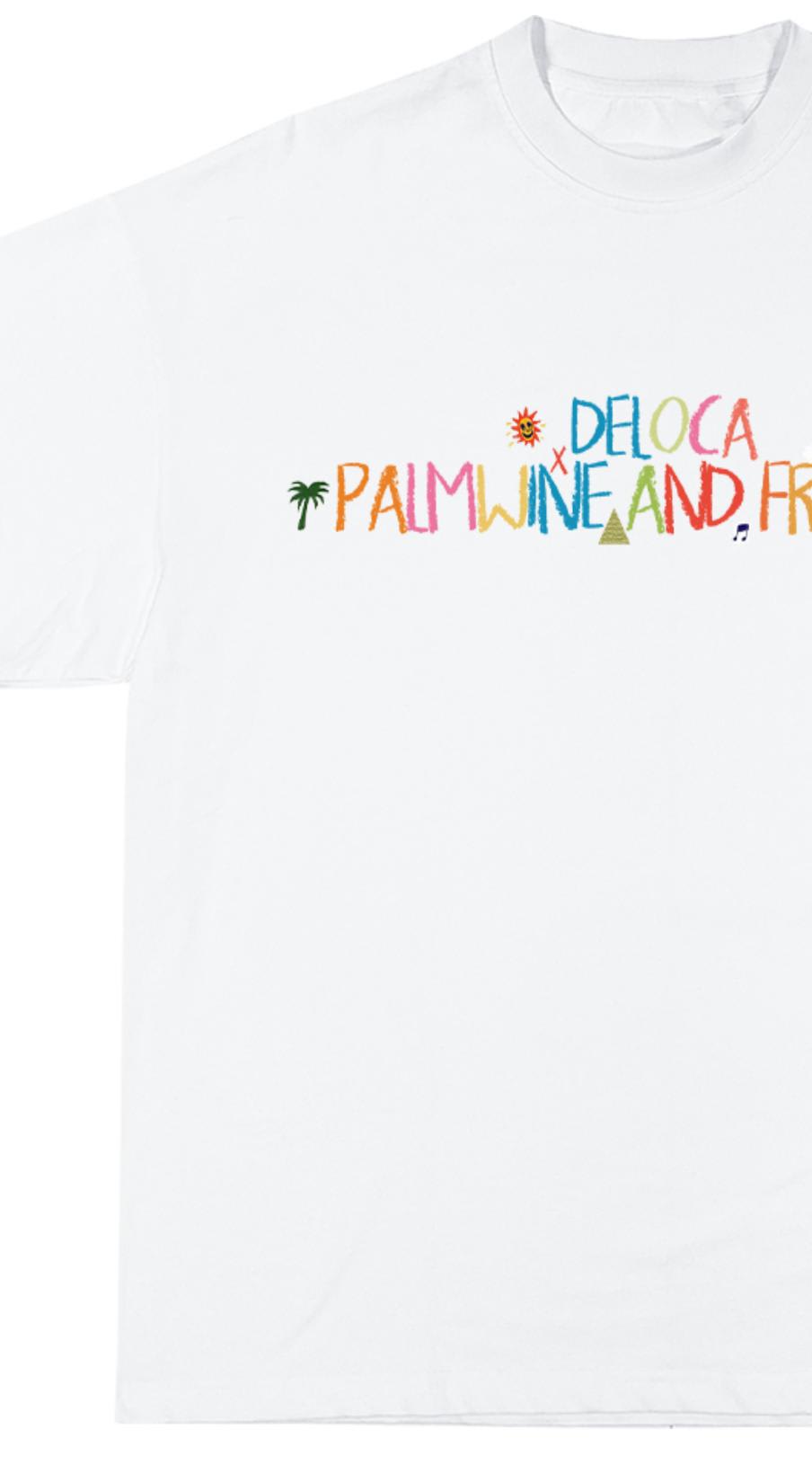 DELOCA X PALMWINE & FRIENDS TEE WHITE zoom logo