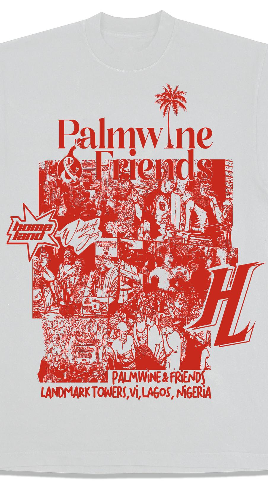 HOMELAND X PALMWINE & FRIENDS TEE WHITE/RED zoom logo