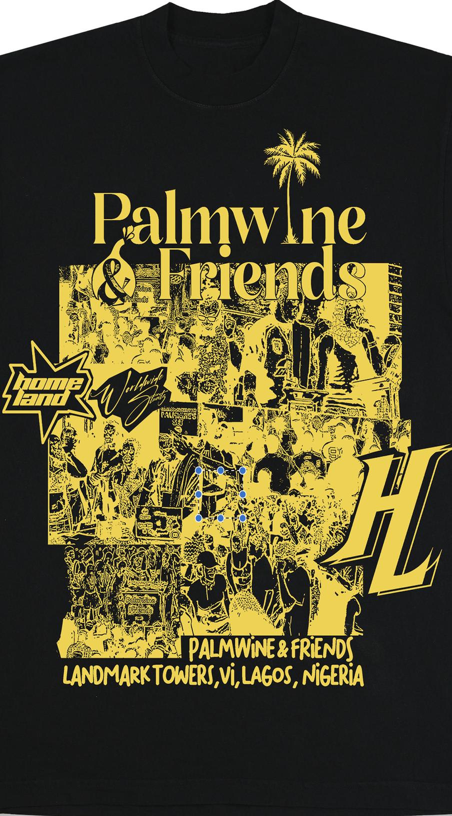 HOMELAND X PALMWINE & FRIENDS TEE BLACK/YELLOW zoom logo