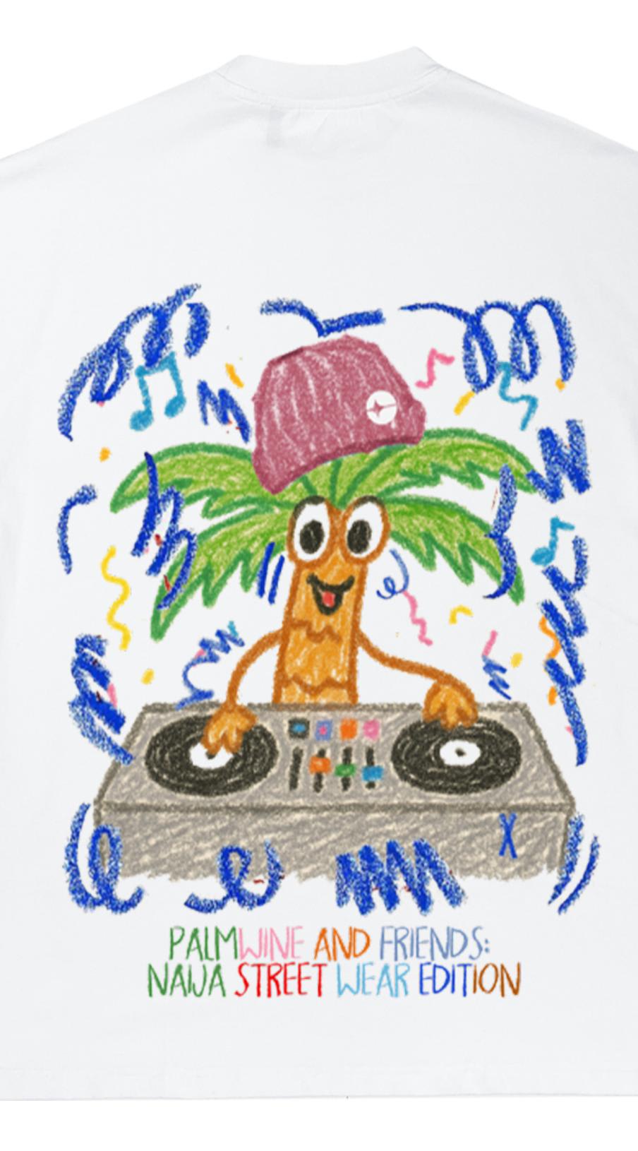 DELOCA X PALMWINE & FRIENDS TEE WHITE zoom dos illu