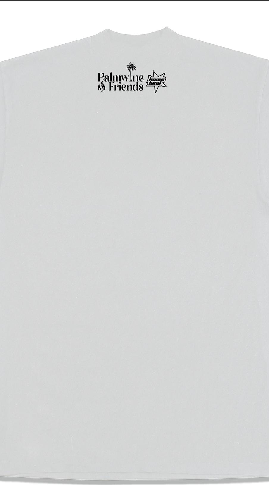 HOMELAND X PALMWINE & FRIENDS TEE WHITE/BLACK zoom dos illu