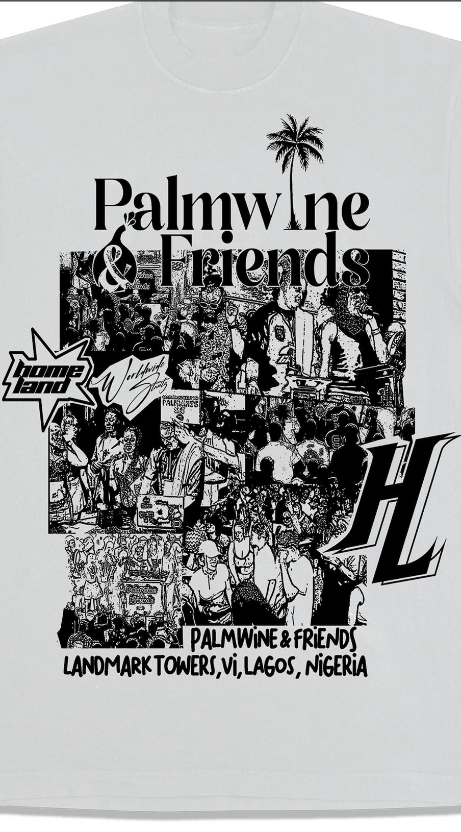 HOMELAND X PALMWINE & FRIENDS TEE WHITE/BLACK zoom logo
