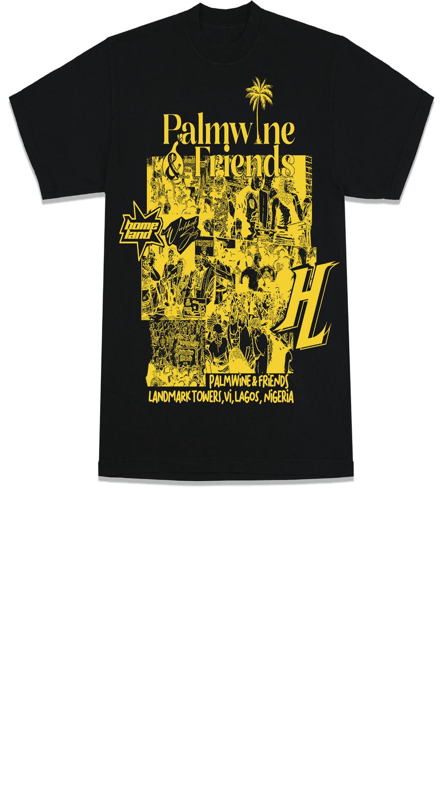 HOMELAND X PALMWINE & FRIENDS TEE BLACK/YELLOW zoom face